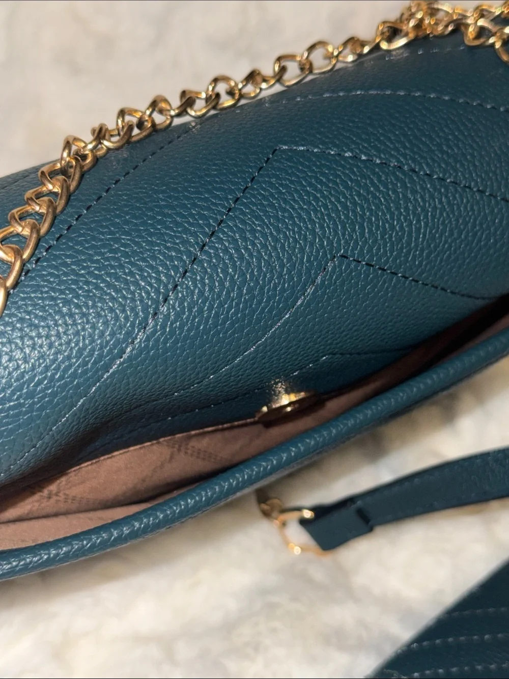 Chevron quilted navy/peacock blue crossbody